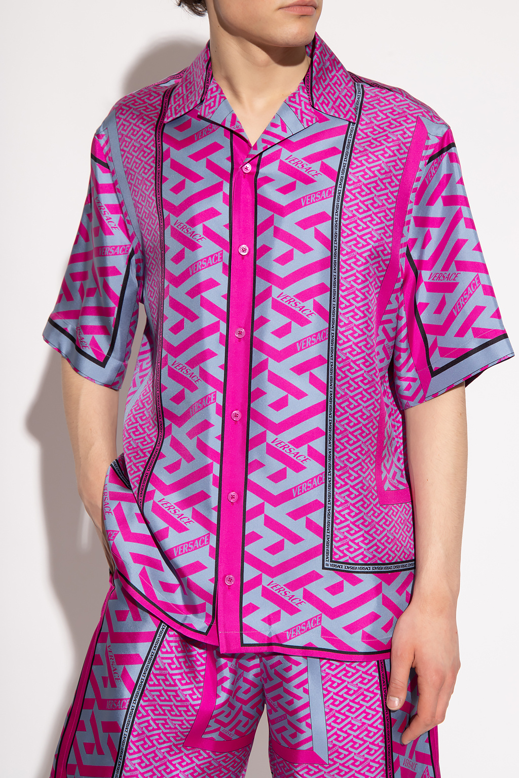 Silk shirt with 'La Greca' pattern Versace - made in japan